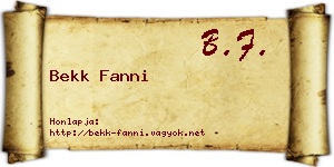 Bekk Fanni névjegykártya
