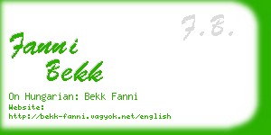 fanni bekk business card